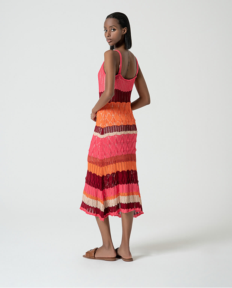 surkana Vestido midi de crochet Fucsia Solo queda un día
