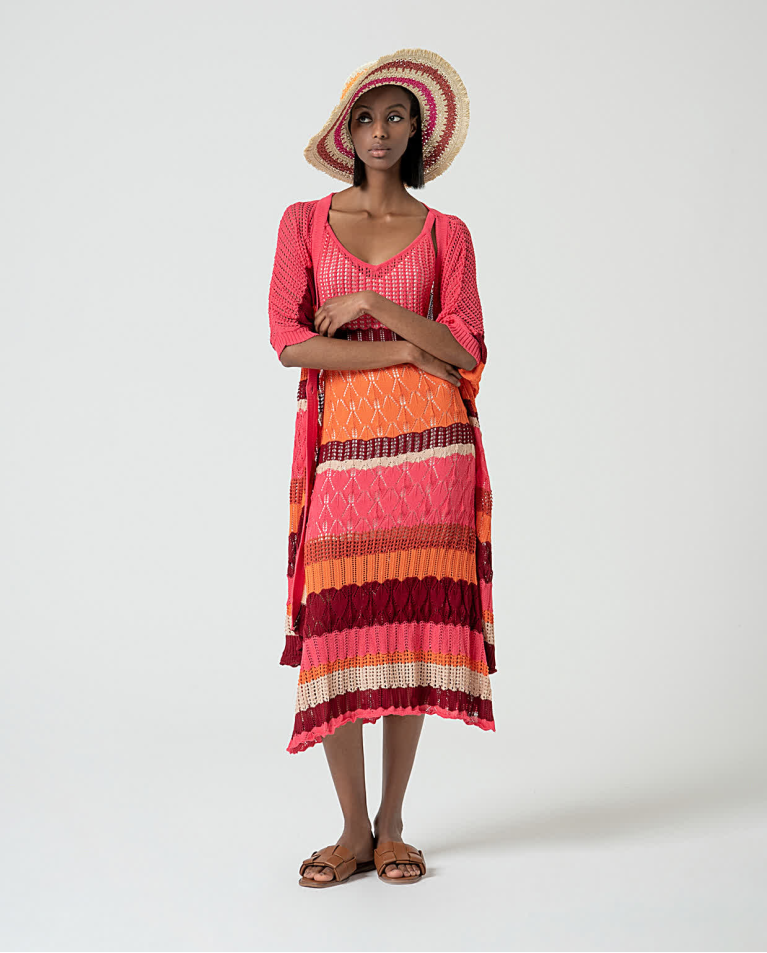 surkana Vestido midi de crochet Fucsia Solo queda un día