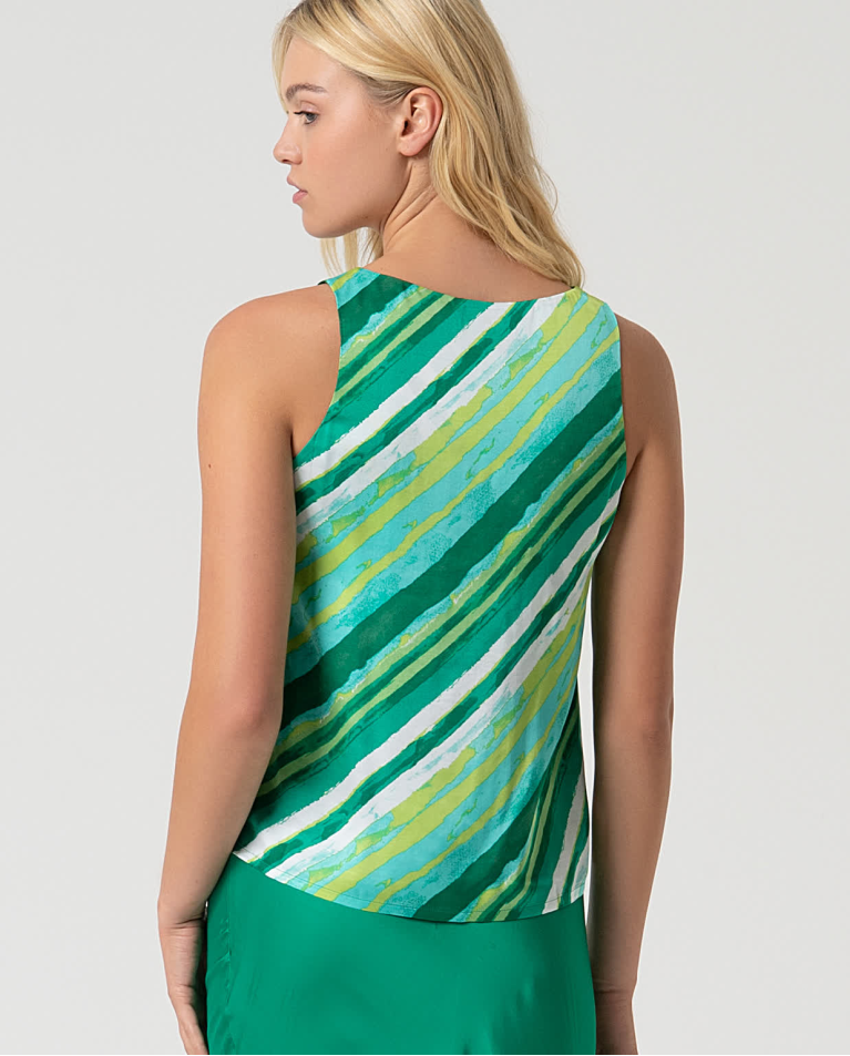 surkana Top satinado escote pico Verde Descuentos del mes
