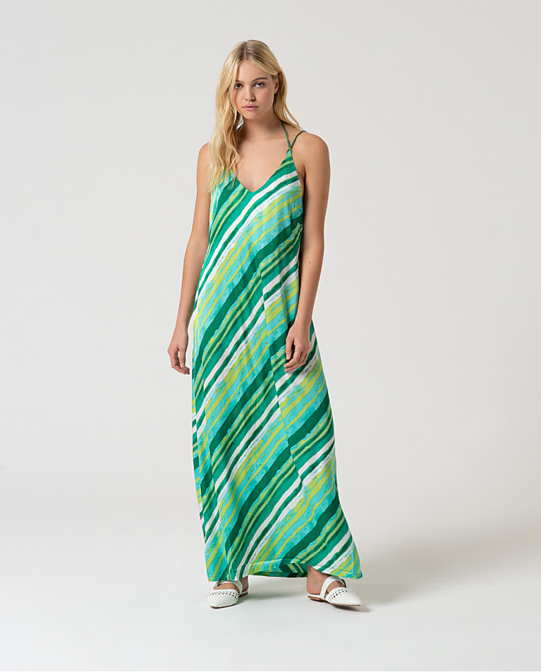surkana Vestido largo satinado estampado Verde