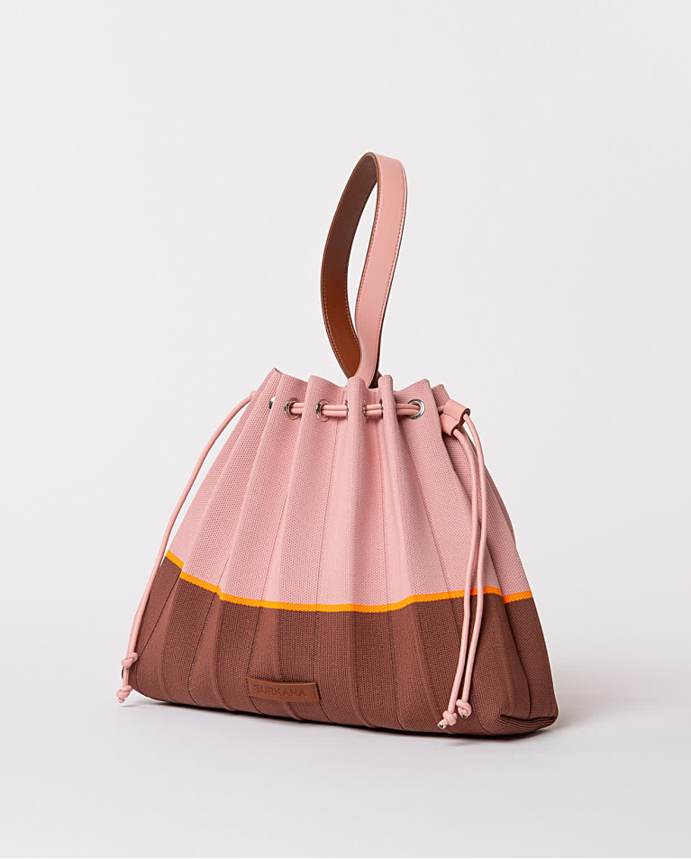 surkana Bolso de punto plisado Rosa Descuento por venta flash