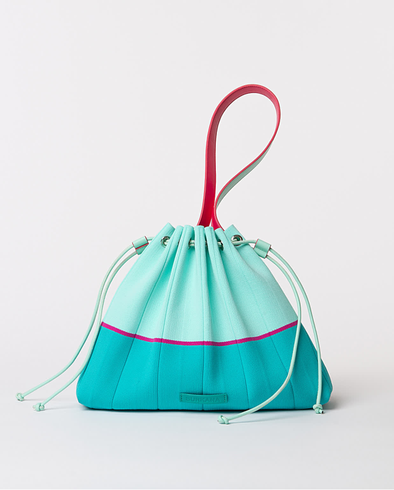 surkana Bolso de punto plisado Turquesa Ofertas de temporada