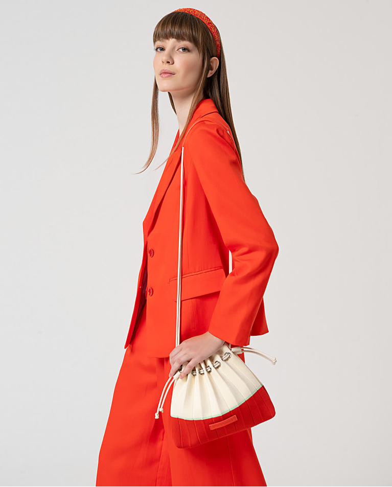 surkana Bolso de punto plisado asa regulable Rojo Ofertas especiales