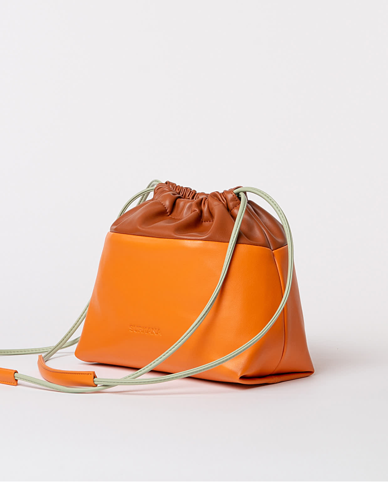 surkana Bolso efecto piel bicolor Mandarina Precio ultrabajo