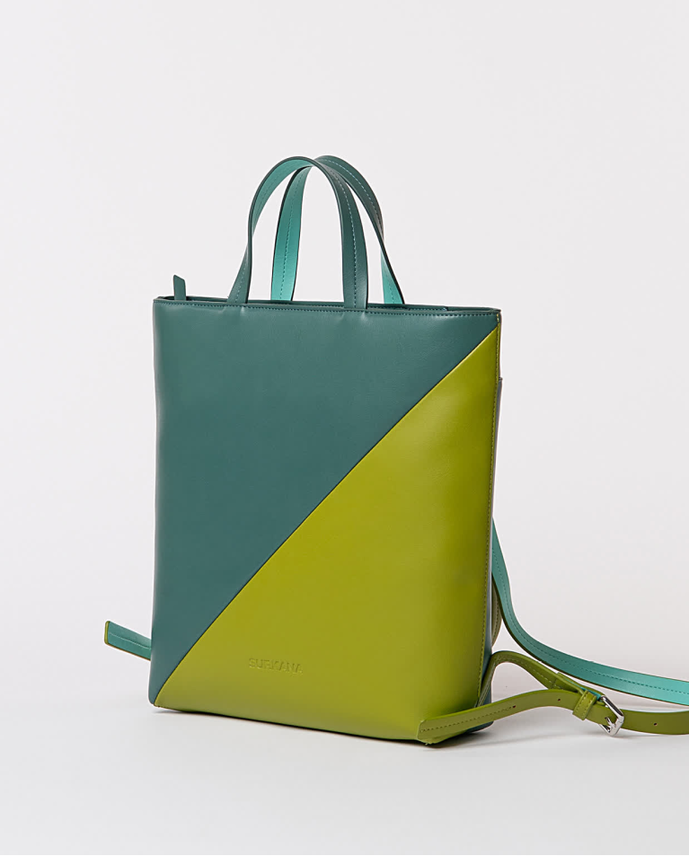surkana Mochila efecto piel bicolor Kaki 2025