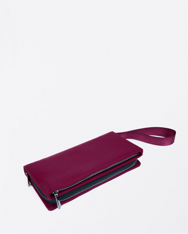 surkana Cartera doble grande de nylon Morado Rebajas baratas