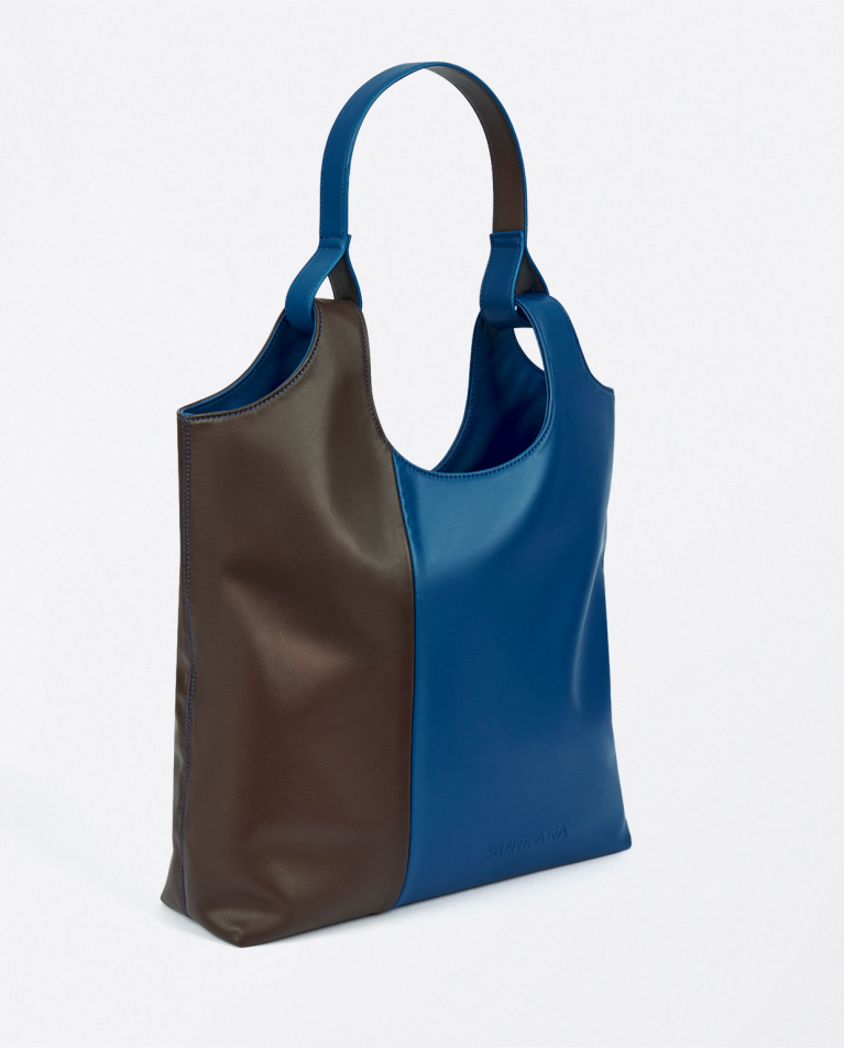 surkana Tote bag de piel vegana bicolor Azul Ventas relámpago
