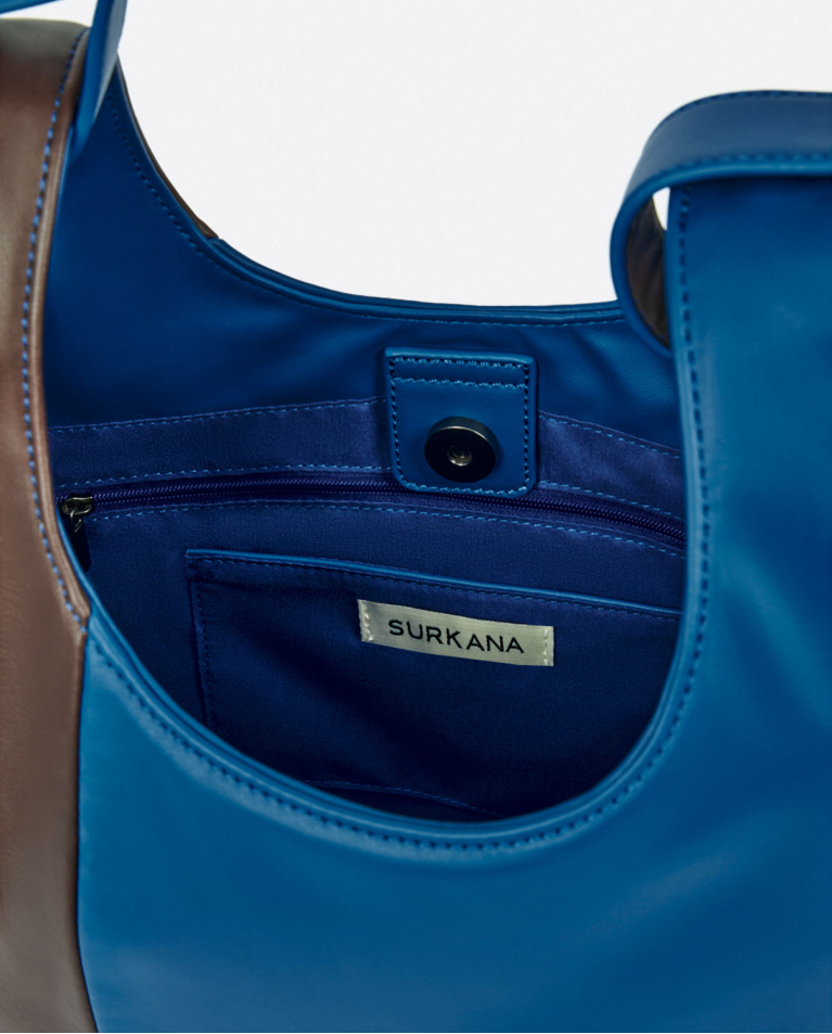 surkana Tote bag de piel vegana bicolor Azul Ventas relámpago