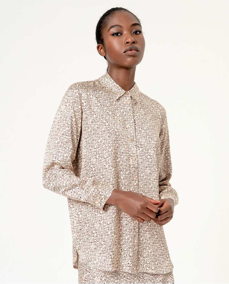 surkana Camisa satinada estampada Crudo