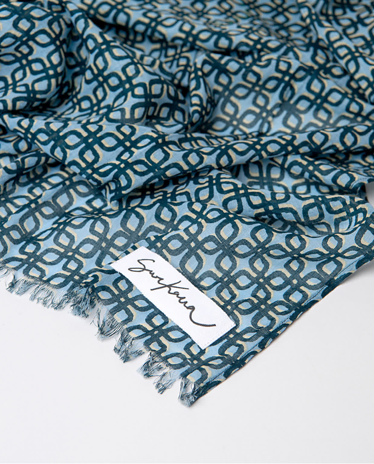 surkana Pañuelo foulard algodón estampado Azul Solo queda un día