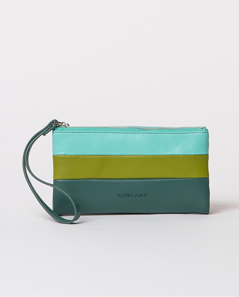 surkana Cartera blanda tricolor efecto piel Verde