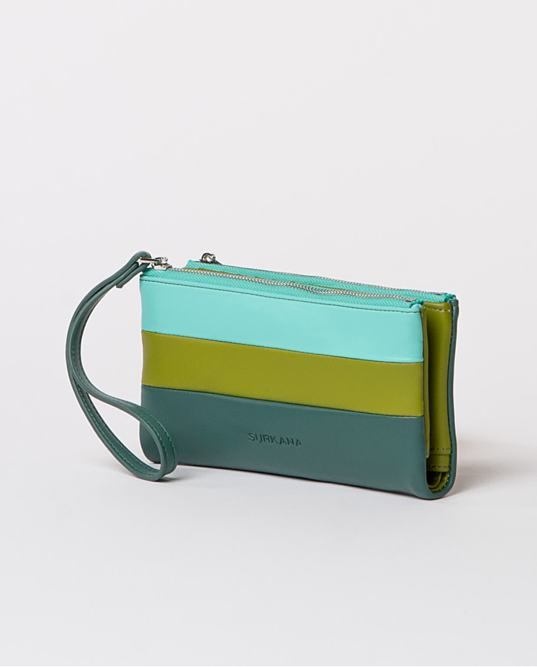 surkana Cartera blanda tricolor efecto piel Verde Ahorra y exporta