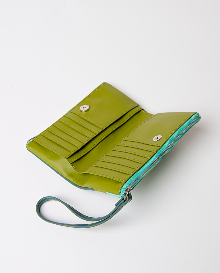 surkana Cartera blanda tricolor efecto piel Verde Ahorra y exporta