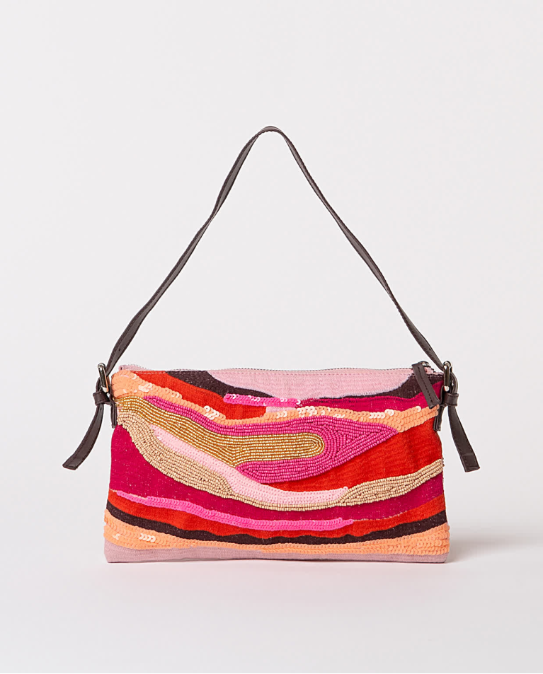 surkana Bandolera con abalorios y lentejuelas Rosa Precios de Black Friday