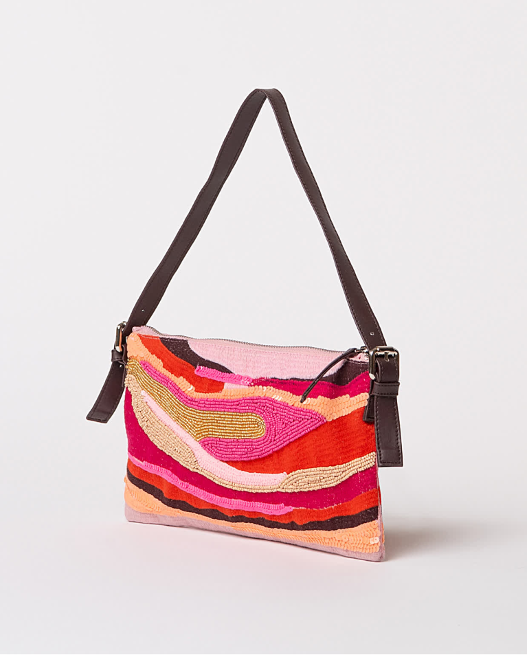 surkana Bandolera con abalorios y lentejuelas Rosa Precios de Black Friday