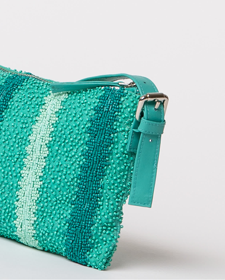 surkana Bandolera con abalorios y lentejuelas Turquesa En oferta