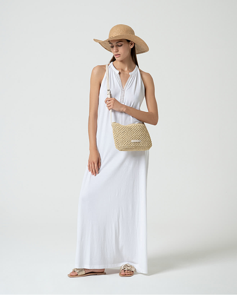 surkana Bandolera artesana tejida lisa Beige Descuentos del mes