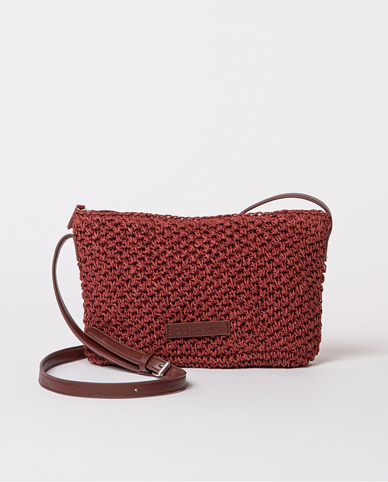 surkana Bandolera artesana tejida lisa Marrón Oferta exclusiva