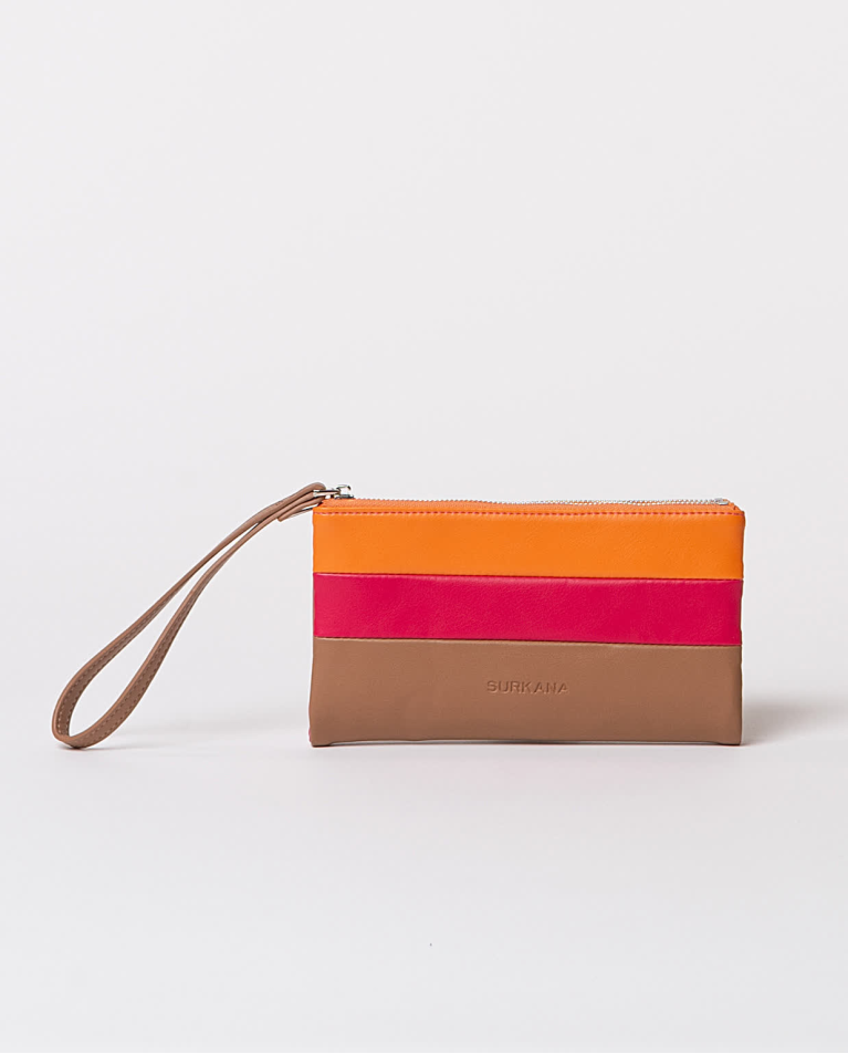 surkana Cartera blanda tricolor efecto piel Multi