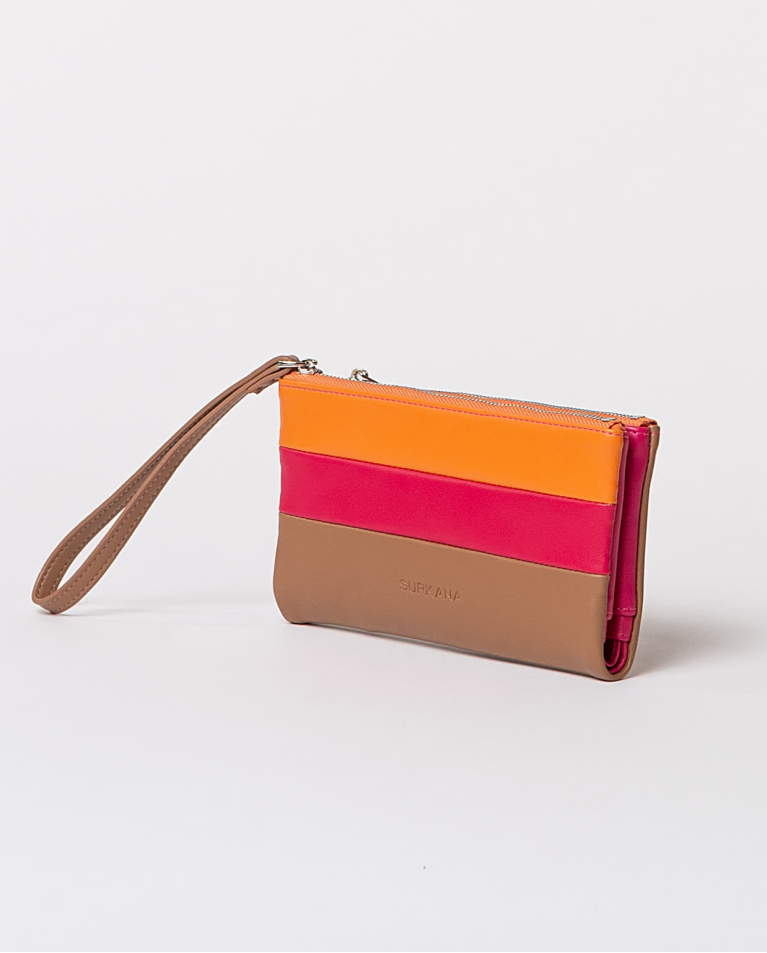surkana Cartera blanda tricolor efecto piel Multi Última moda