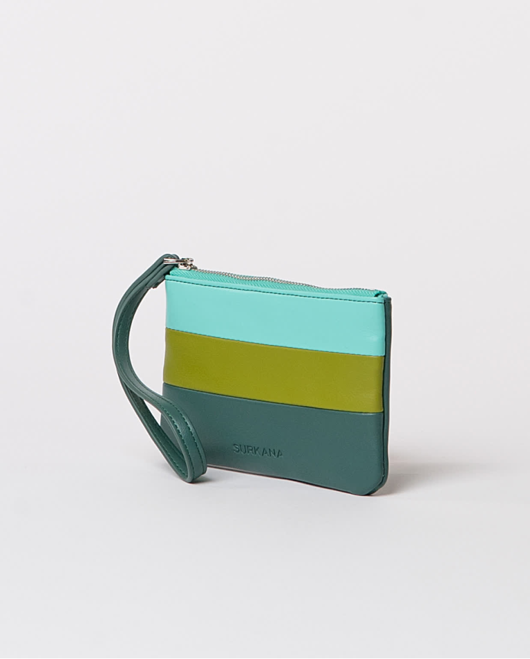 surkana Monedero blando tricolor efecto piel Verde Descuento por venta flash