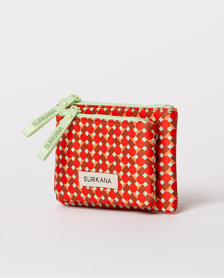 surkana Monedero doble de neopreno estampado Rojo Ofertas especiales