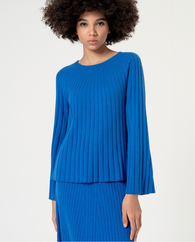 surkana Jersey de canalé evasé liso Azul