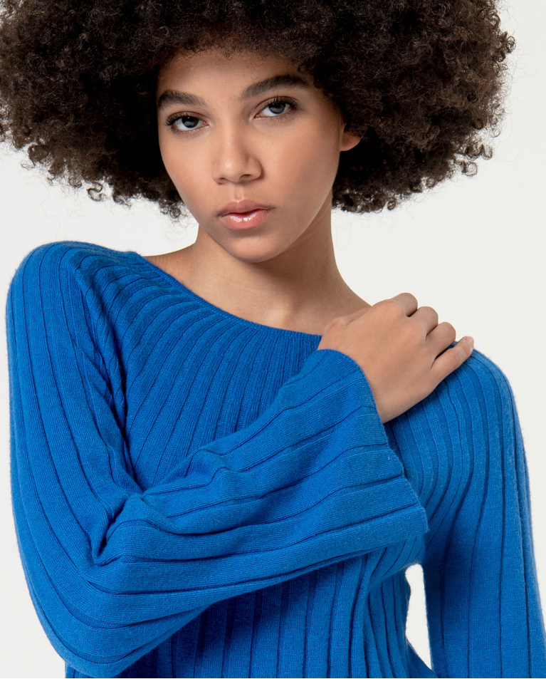 surkana Jersey de canalé evasé liso Azul 2025