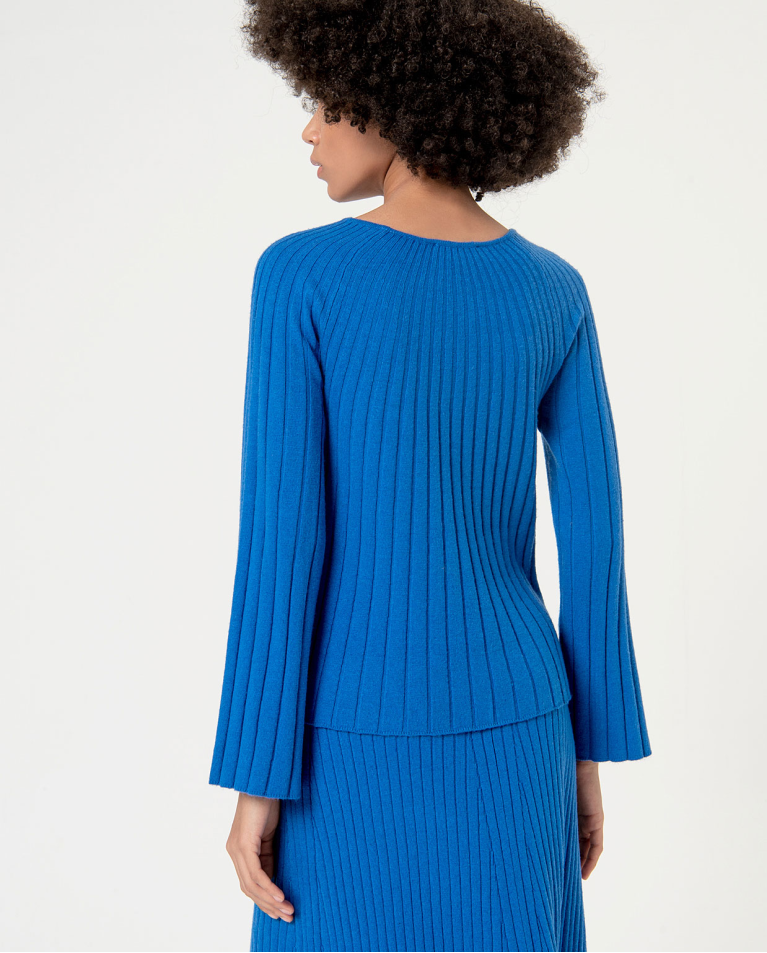 surkana Jersey de canalé evasé liso Azul 2025