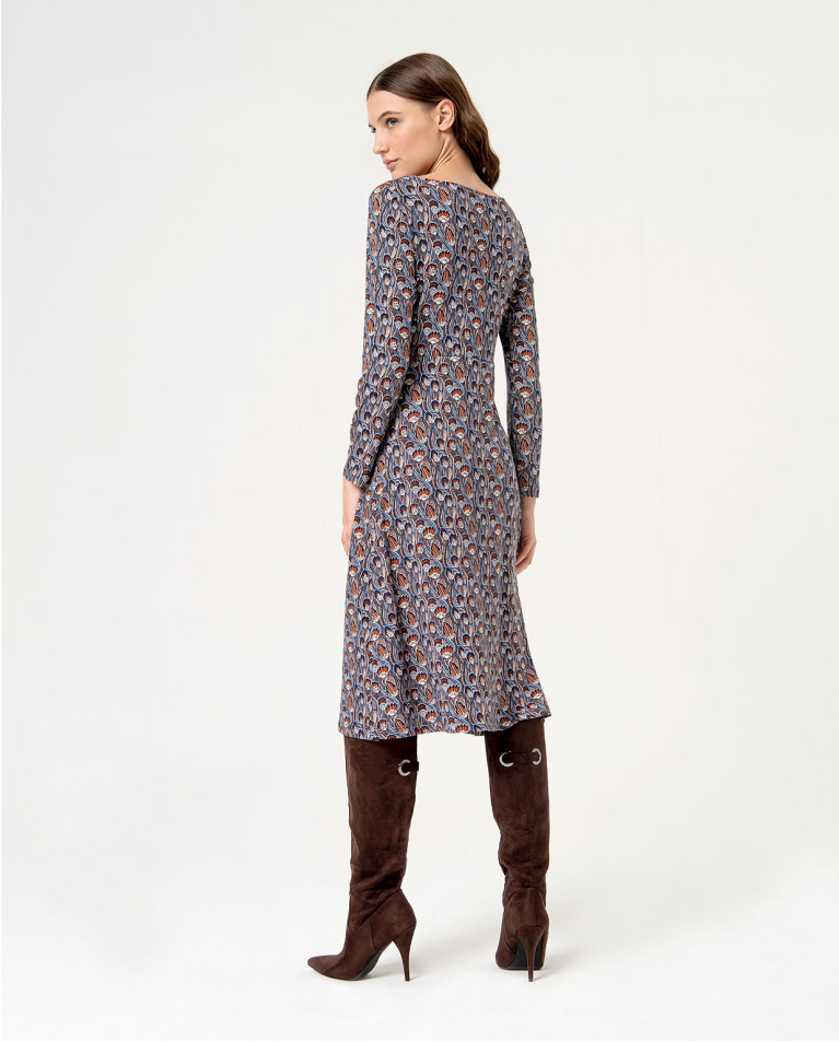 surkana Vestido midi elástico estampado Azul Ofertas