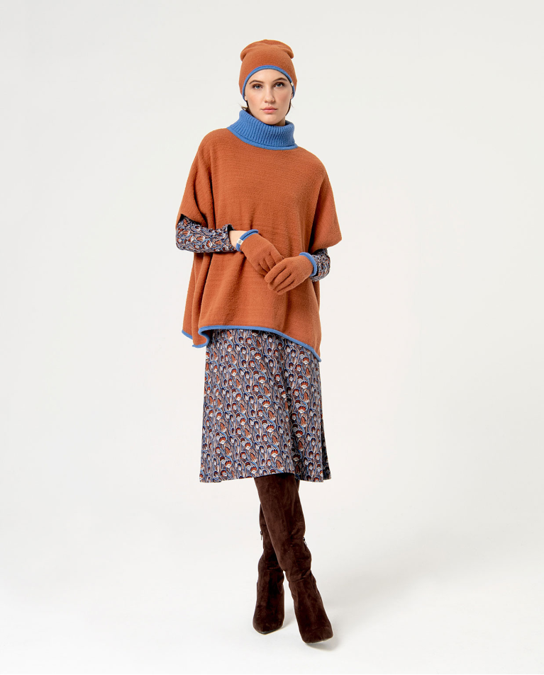 surkana Vestido midi elástico estampado Azul Ofertas