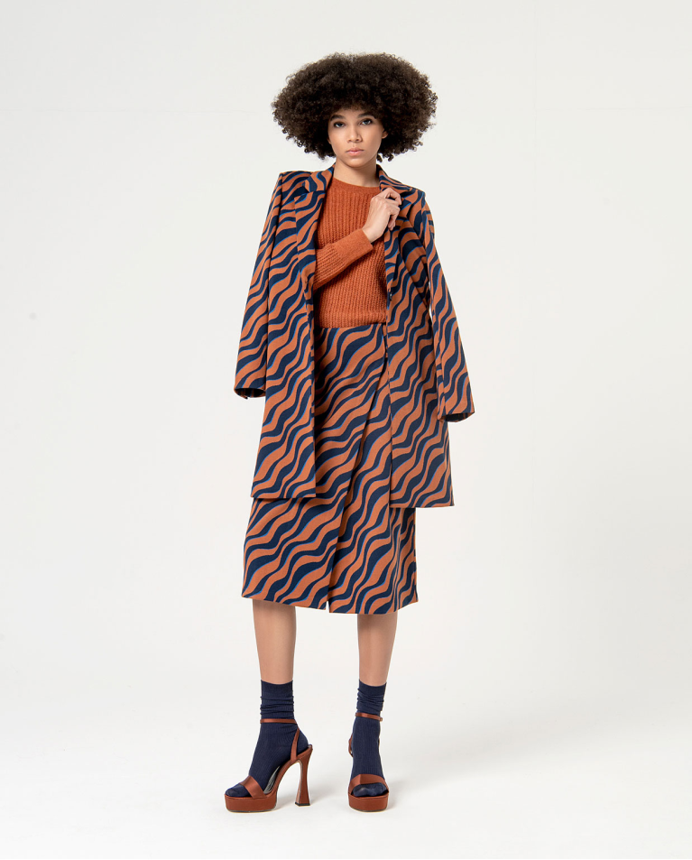 surkana Levita jacquard con solapas Marrón Venta caliente
