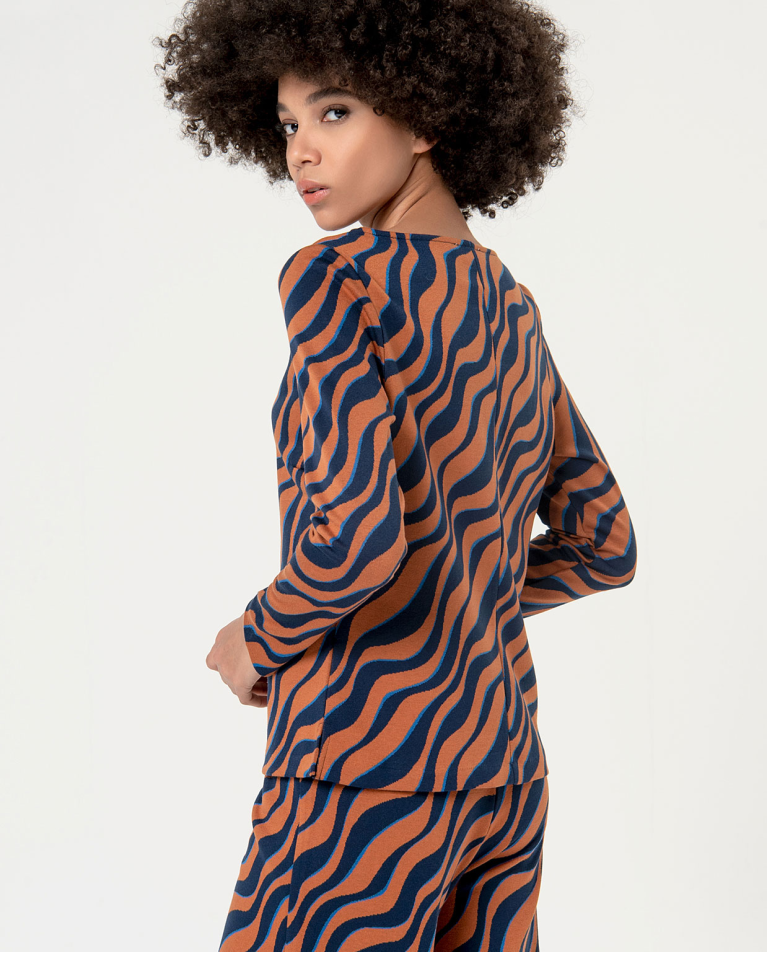 surkana Camiseta jacquard escote barco Marrón En oferta