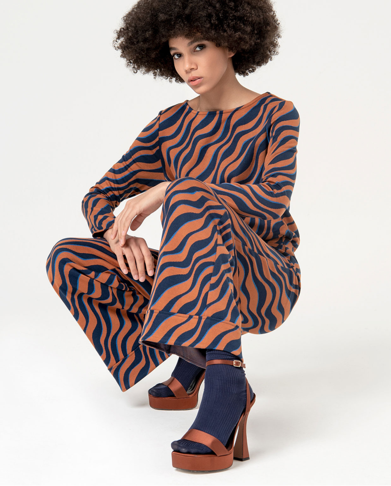 surkana Pantalón flare jacquard Marrón Rebajas baratas