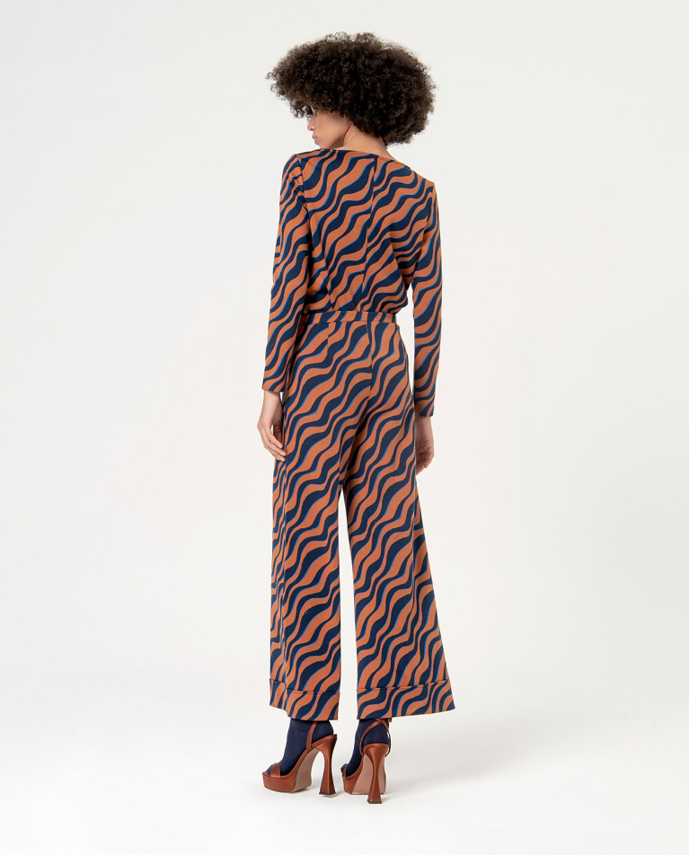 surkana Pantalón flare jacquard Marrón Rebajas baratas