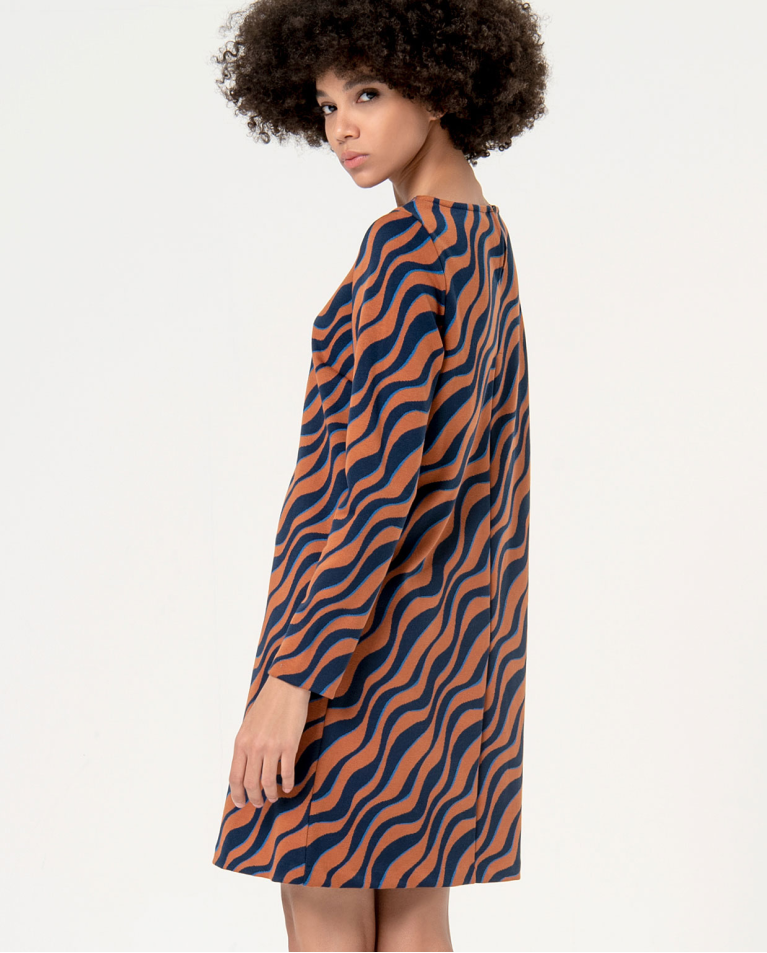 surkana Vestido jacquard recto y elástico Marrón Rebajas de fábrica