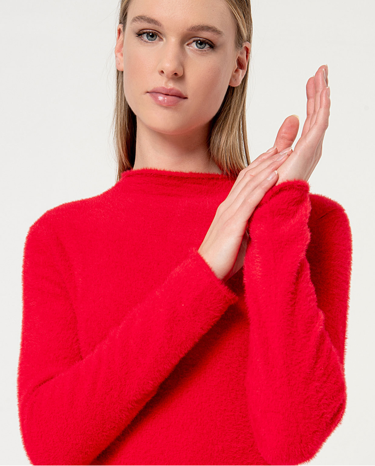 surkana Vestido corto elástico cepillado Rojo Mejor oferta