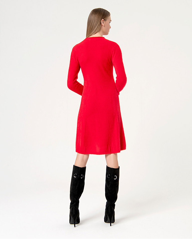 surkana Vestido corto elástico cepillado Rojo Mejor oferta