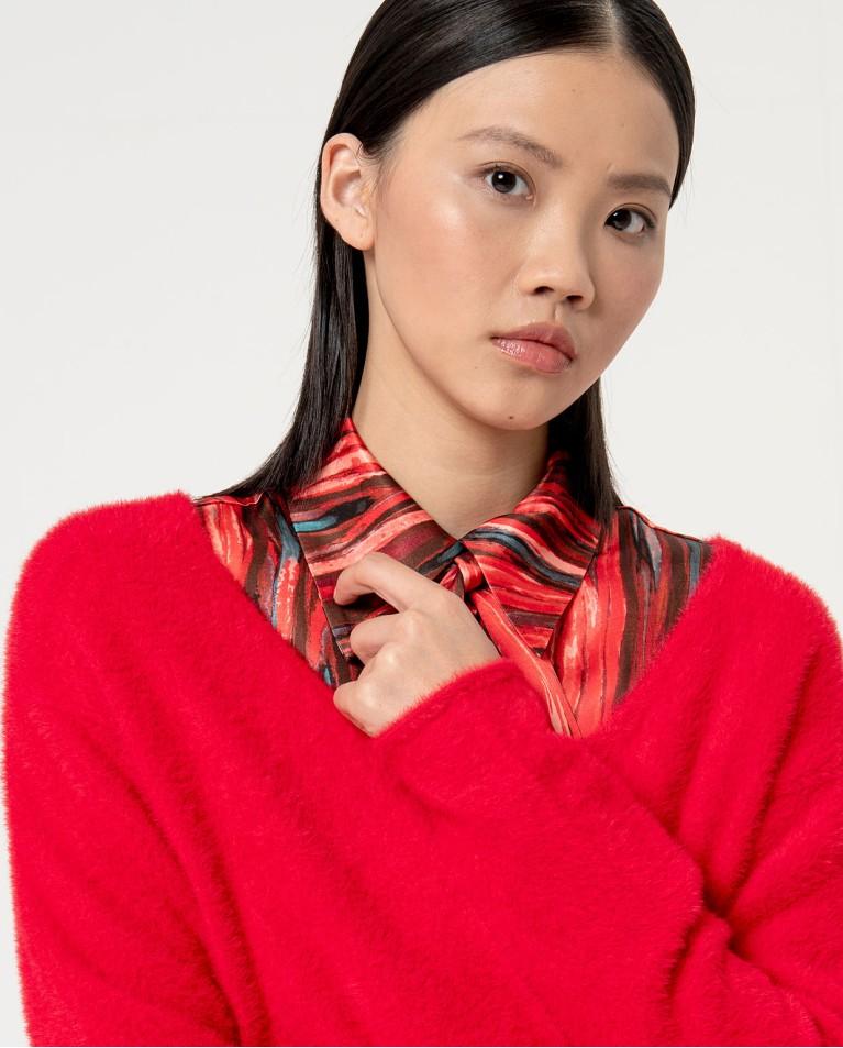 surkana Jersey efecto cepillado liso Rojo Rebajas online