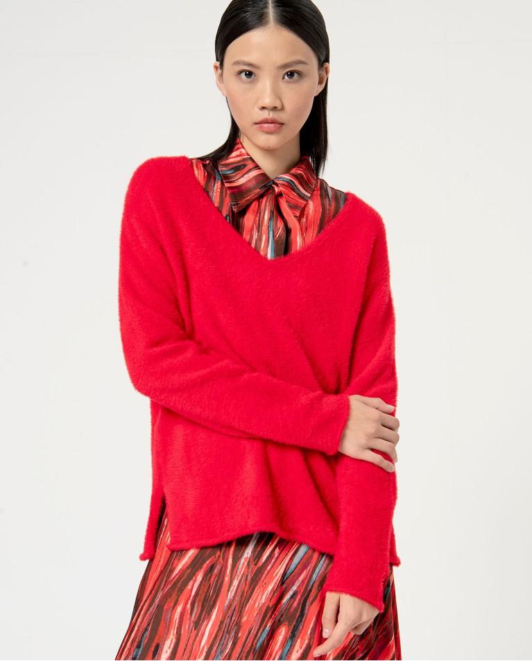 surkana Jersey efecto cepillado liso Rojo Rebajas online