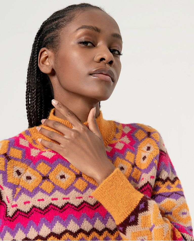 surkana Jersey jacquard rombos Naranja Envío gratis