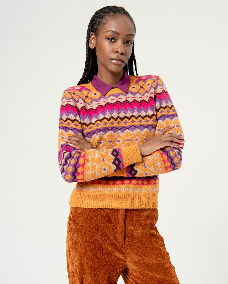 surkana Jersey jacquard rombos Naranja