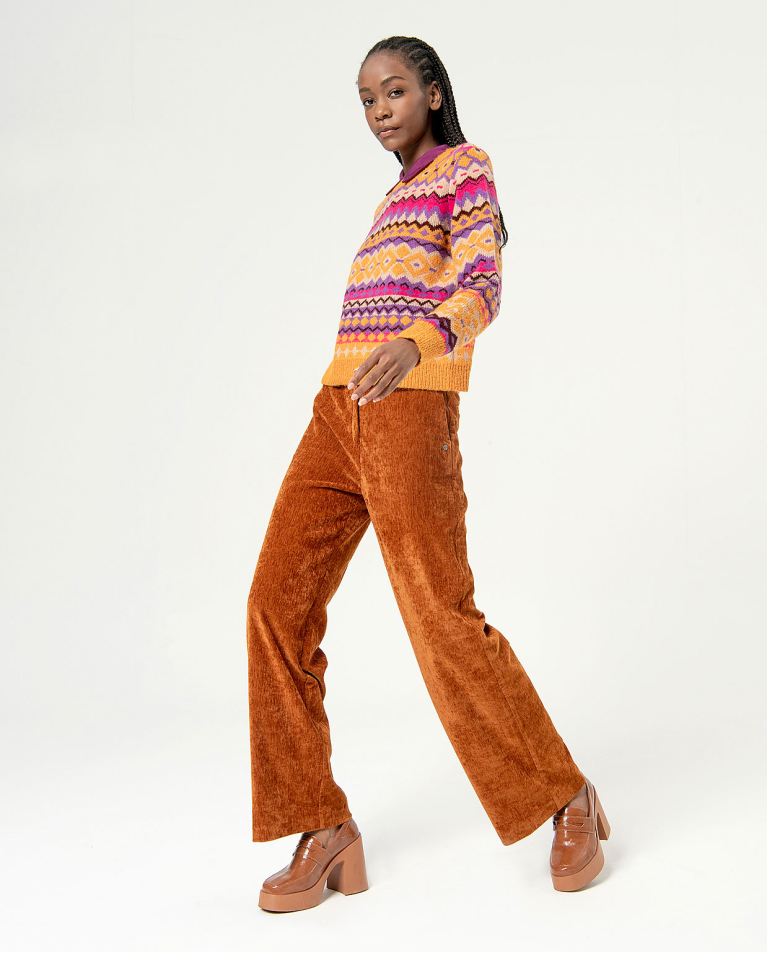 surkana Jersey jacquard rombos Naranja Oferta especial