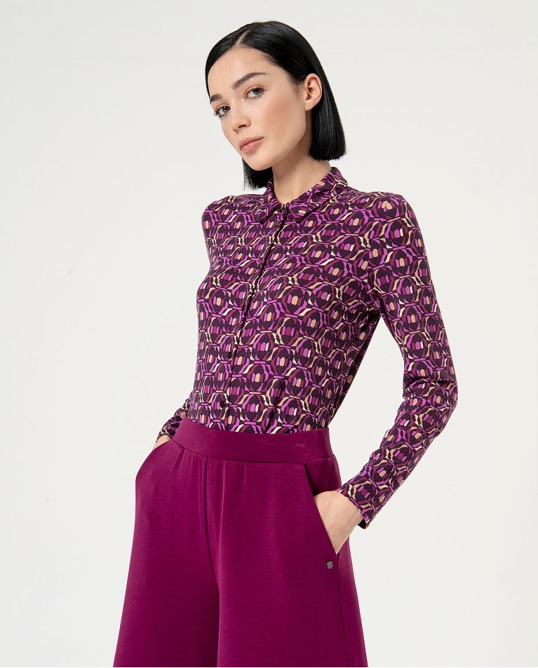surkana Pantalón palazzo elástico liso Morado Envío gratis