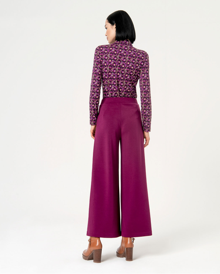 surkana Pantalón palazzo elástico liso Morado Envío gratis