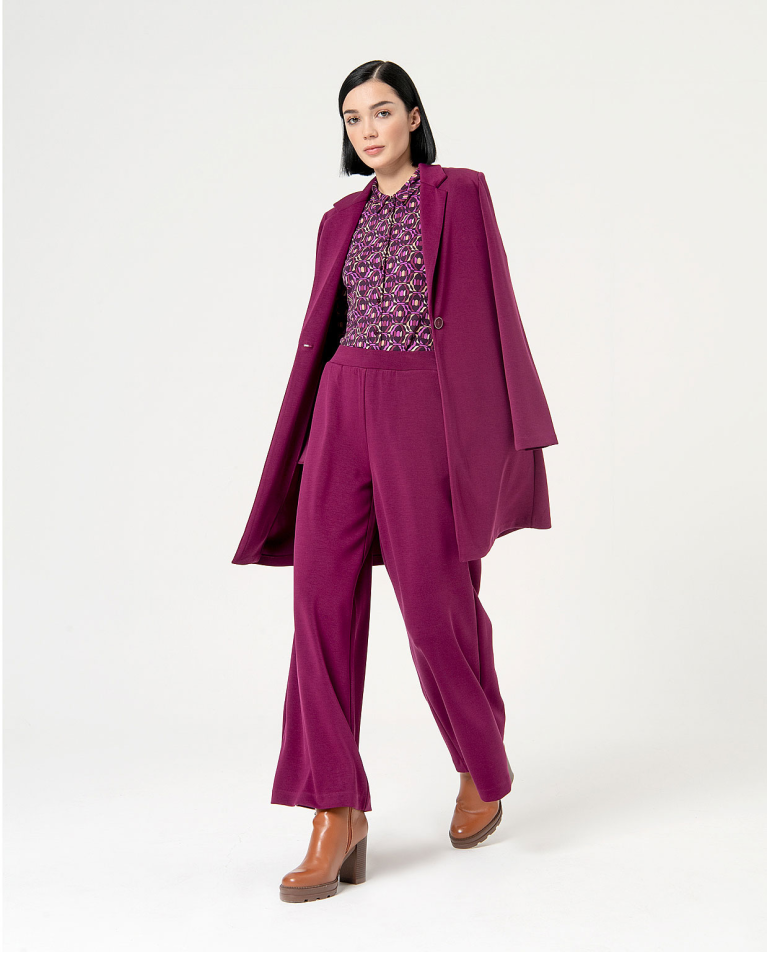 surkana Pantalón palazzo elástico liso Morado Envío gratis