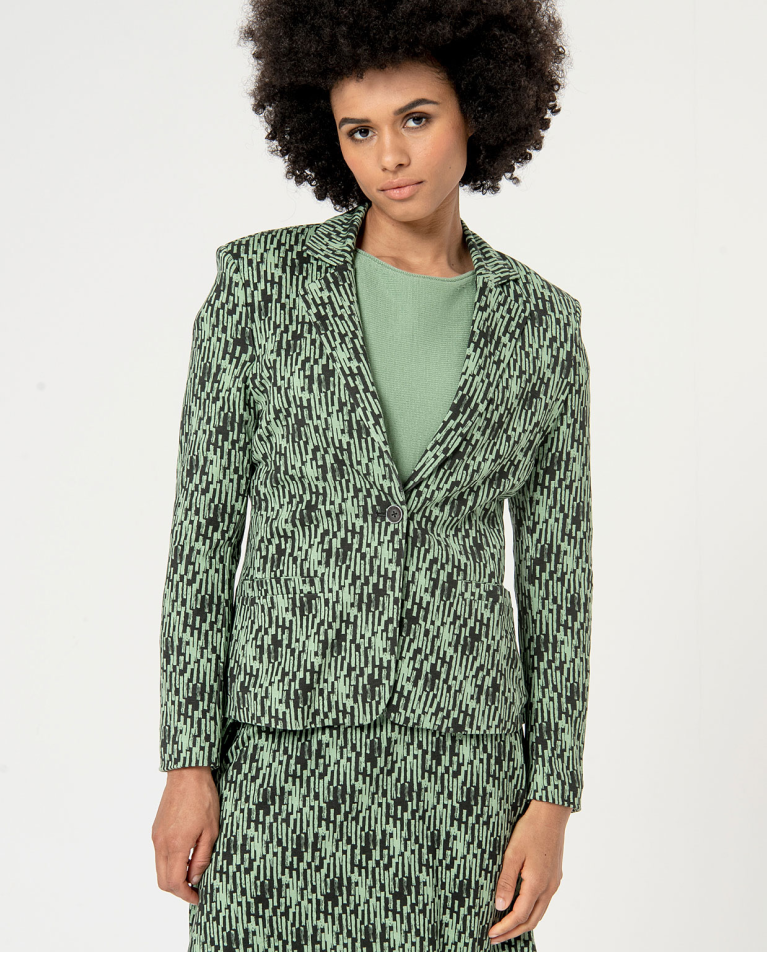 surkana Blazer elástica forrada estampada Kaki