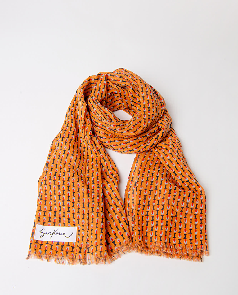 surkana Pañuelo foulard algodón estampado Naranja Grandes descuentos