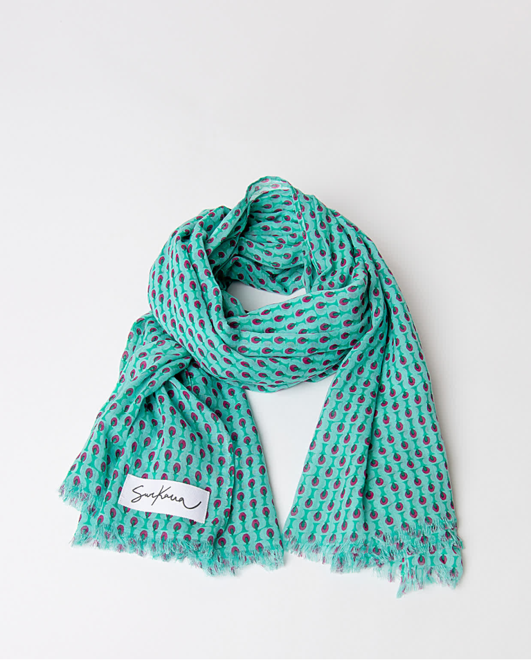 surkana Pañuelo foulard algodón estampado Turquesa