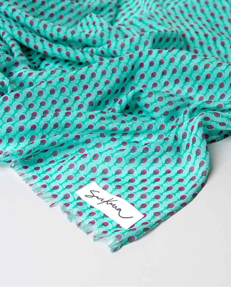 surkana Pañuelo foulard algodón estampado Turquesa Liquidación